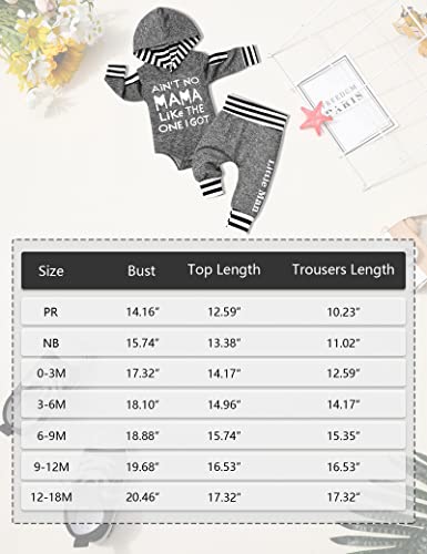 Newborn Baby Boy Clothes Letter Print Hoodies+Little Man Stripe Long Pants 2PCS Outfits Set 0-3 Months by 