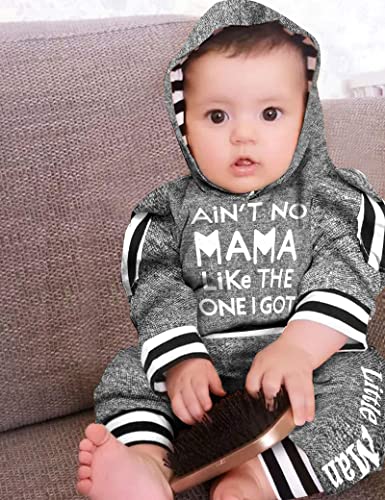 Newborn Baby Boy Clothes Letter Print Hoodies+Little Man Stripe Long Pants 2PCS Outfits Set 0-3 Months by 