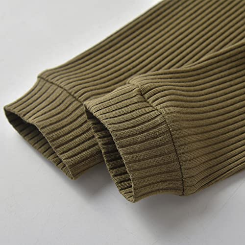 Newborn Baby Boy Girl Clothes Ribbed Cotton Long Sleeve Romper and Pants Outfits Set (Newborn) Army Green from 