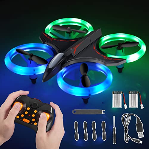 Mini Drone for Kids, RC Drone Quadcopter with LED Lights, Altitude Hold, Headless Mode, 3D Flip, Great Gift Toy for Boys and Girls-Black from LEOMASTER