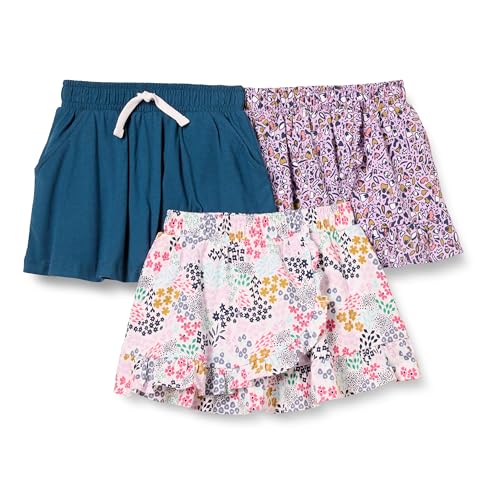 Amazon Essentials Girls Knit Scooter Skirts, 3-Pack Floral/Navy, Medium by Amazon Essentials