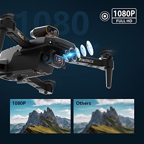 SONGLINLXS S91 3-Side Obstacle Sensing Drone with Adult 1080P Camera, WiFi HD FPV Camera RC Quadcopter, Toy Gift for Beginners Kids, 3 Batteries and Carrying Bag, 1 Button Takeoff/Land, 3D Flip, Black from SONGLINLXS