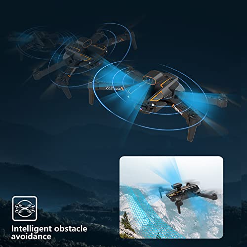 SONGLINLXS S91 3-Side Obstacle Sensing Drone with Adult 1080P Camera, WiFi HD FPV Camera RC Quadcopter, Toy Gift for Beginners Kids, 3 Batteries and Carrying Bag, 1 Button Takeoff/Land, 3D Flip, Black from SONGLINLXS