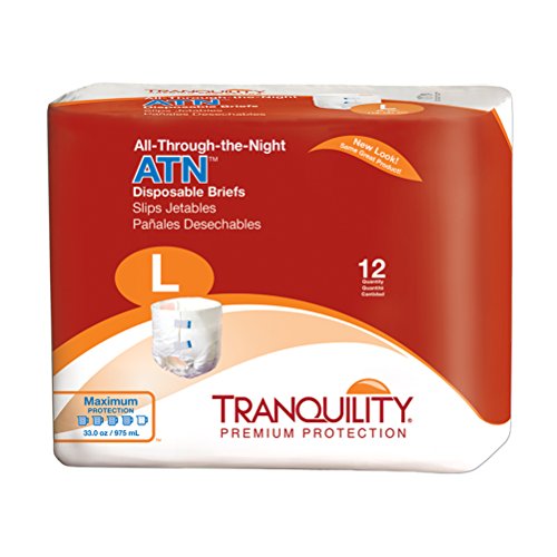 Tranquility ATNâ¢ Adult Disposable Briefs with Refastenable Tabs, All-Through-The-Night Protection, L (45"-58") - 12 ct by Principle Business Enterprises