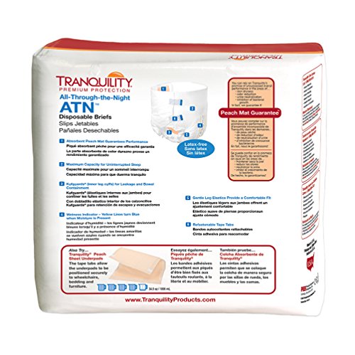 Tranquility ATNâ¢ Adult Disposable Briefs with Refastenable Tabs, All-Through-The-Night Protection, L (45"-58") - 12 ct by Principle Business Enterprises