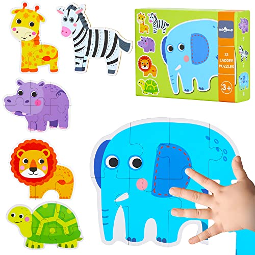 Puzzles for Toddlers Ages 2 3 4 5 Years Old, Safari Animals Floor Jigsaw Puzzles for Beginner, Educational Gifts for Girls Boys Kids by Flyingseeds, 6 Pack by FLYINGSEEDS