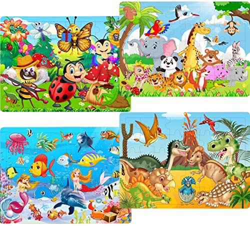 Puzzles for Kids Ages 3-5 4-8,40 Piece Colorful Wooden Puzzles for Toddler Children Learning Educational Puzzle Set Toys for Boys and Girls (4 Puzzles) from Eirenke