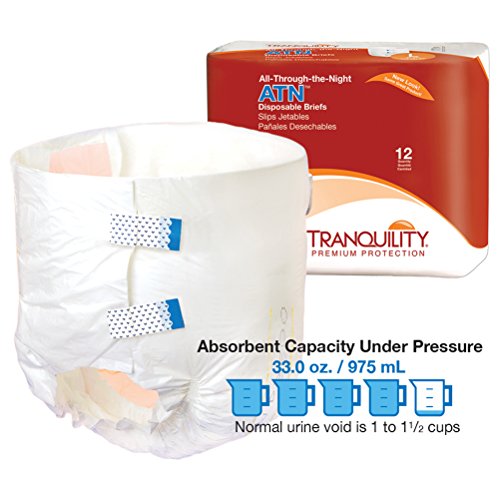 Tranquility ATNâ¢ Adult Disposable Briefs with Refastenable Tabs, All-Through-The-Night Protection, L (45"-58") - 12 ct by Principle Business Enterprises