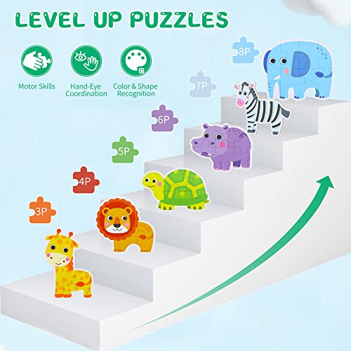 Puzzles for Toddlers Ages 2 3 4 5 Years Old, Safari Animals Floor Jigsaw Puzzles for Beginner, Educational Gifts for Girls Boys Kids by Flyingseeds, 6 Pack by FLYINGSEEDS