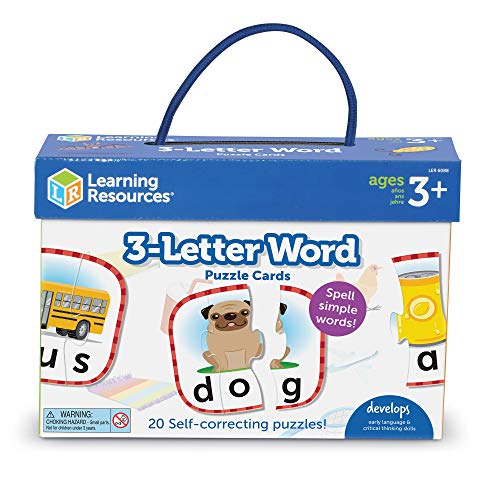 Learning Resources 3-Letter Word Puzzle Cards, Kindergarten Readniness, Self Correcting Puzzles, Ages 3+ from Learning Resources
