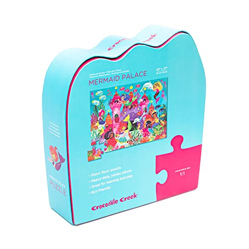 Crocodile Creek - Mermaid Palace - 36 Piece Jigsaw Floor Puzzle with Heavy-Duty Box for Storage, Large 20" x 27" Completed Size, Designed for Kids Ages 3 Years and up Blue/Green/Orange/Red/Pink from Crocodile Creek