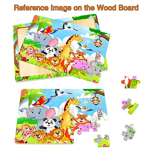 Puzzles for Kids Ages 3-5 4-8,40 Piece Colorful Wooden Puzzles for Toddler Children Learning Educational Puzzle Set Toys for Boys and Girls (4 Puzzles) from Eirenke