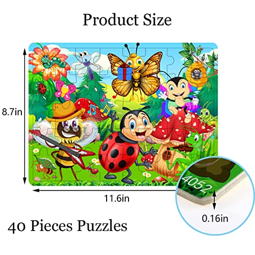 Puzzles for Kids Ages 3-5 4-8,40 Piece Colorful Wooden Puzzles for Toddler Children Learning Educational Puzzle Set Toys for Boys and Girls (4 Puzzles) from Eirenke