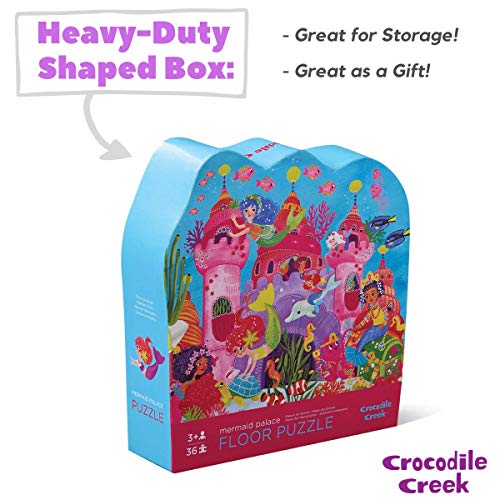 Crocodile Creek - Mermaid Palace - 36 Piece Jigsaw Floor Puzzle with Heavy-Duty Box for Storage, Large 20" x 27" Completed Size, Designed for Kids Ages 3 Years and up Blue/Green/Orange/Red/Pink from Crocodile Creek