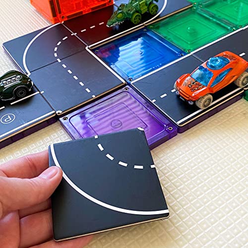 Learn & Grow Road Toppers, Magnetic Tile Accessory, Magnet Building Set Road Pack Add on 40PCS - STEM Building Toy & Learning Educational Magnet Construction Toddler from Learn & Grow Toys