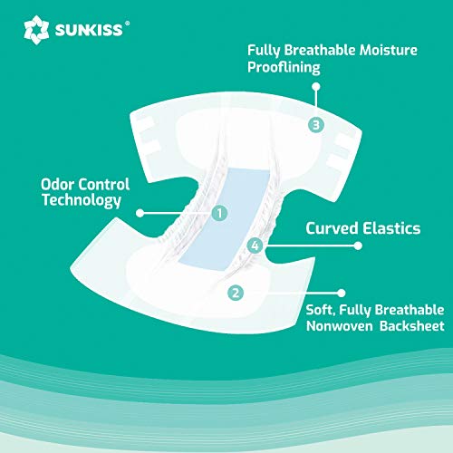 SUNKISS TrustPlus Adult Diapers with Maximum Absorbency, Disposable Incontinence Briefs with Tabs for Men and Women, Maximum Overnight Absorbency, Leak Protection, Large, 15 Count from SUNKISS HEALTHCARE (ZHEJIANG) CO., LTD.