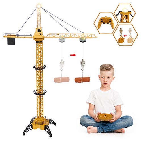 Mini Tudou RC Crane Toy,50.4 inch Tall 2.4GHz Remote Control Robotic Excavator,Educational Construction Vehicles Toy for Ages 6,7,8,9 Boys or Girls by Penpo