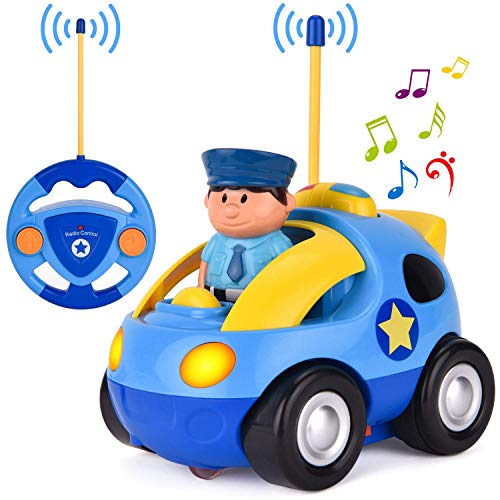 Liberty Imports My First RC Cartoon Car Vehicle 2-Channel Remote Control Toy | Music, Lights & Sound for Baby, Toddlers, Kids (Police Car) from Liberty Imports