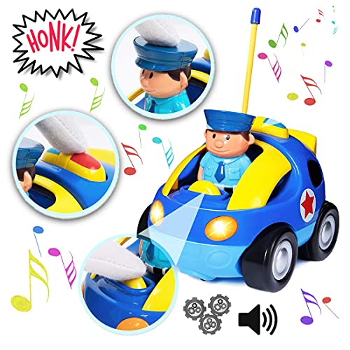 Liberty Imports My First RC Cartoon Car Vehicle 2-Channel Remote Control Toy | Music, Lights & Sound for Baby, Toddlers, Kids (Police Car) from Liberty Imports
