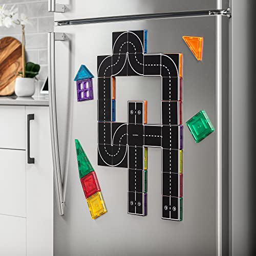 Learn & Grow Road Toppers, Magnetic Tile Accessory, Magnet Building Set Road Pack Add on 40PCS - STEM Building Toy & Learning Educational Magnet Construction Toddler from Learn & Grow Toys