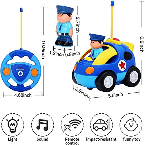 Liberty Imports My First RC Cartoon Car Vehicle 2-Channel Remote Control Toy | Music, Lights & Sound for Baby, Toddlers, Kids (Police Car) from Liberty Imports