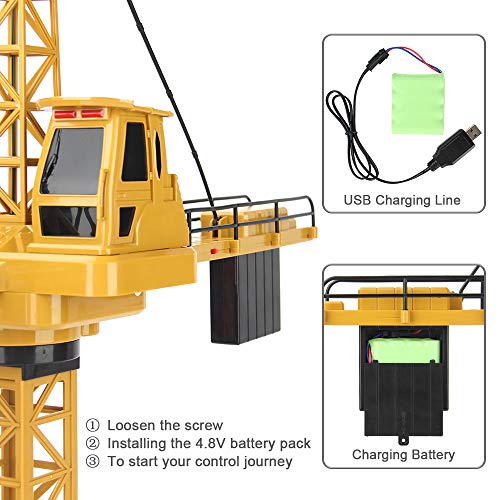 Mini Tudou RC Crane Toy,50.4 inch Tall 2.4GHz Remote Control Robotic Excavator,Educational Construction Vehicles Toy for Ages 6,7,8,9 Boys or Girls by Penpo