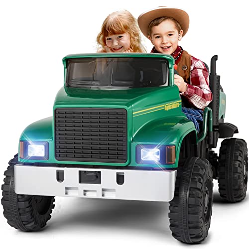 JOYLDIAS 2 Seater Ride On Car, 24V Battery-Powered Dump Truck, Ride On Toy with Dump Bed, Dual Motors, 4 Large Wheels, 2.4G Remote Control, 3 Speeds, Bluetooth, Green from JOYLDIAS