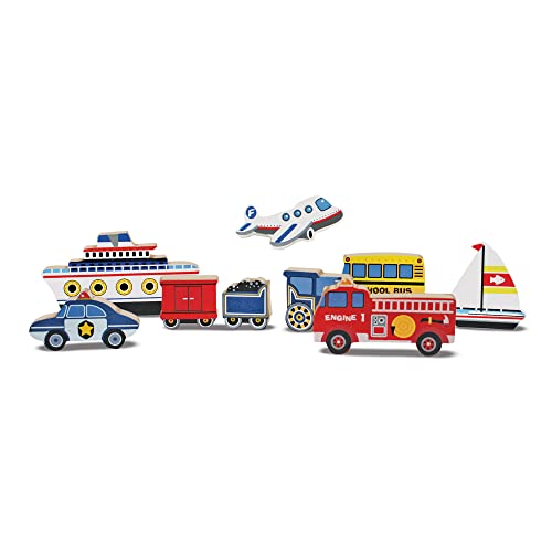 Melissa & Doug Vehicles Wooden Chunky Puzzle - Plane, Train, Cars, and Boats (9 pcs) from Melissa & Doug