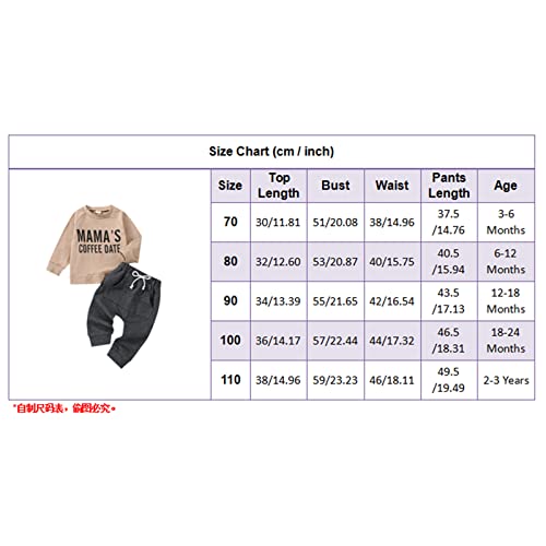 Casual Baby Boy Clothes Toddler Infant Outfits Long Sleeve Mamas Coffee Date Sweatshirt Tops with Pants 2PCS Set (Camel+Grey, 3-6 Months) from RSRZRCJ