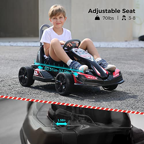 ELEMARA Electric Go Kart for Kids, 12V 2WD Battery Powered Ride On Cars with Parent Remote Control for Boys Girls,Vehicle Toy Gift with Adjustable Seat,Safety Belt,USB Port for Age 3-8,Carbon Black from ELEMARA