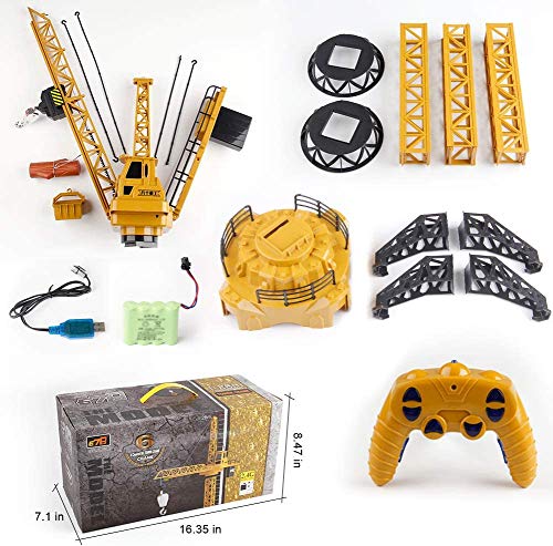 Mini Tudou RC Crane Toy,50.4 inch Tall 2.4GHz Remote Control Robotic Excavator,Educational Construction Vehicles Toy for Ages 6,7,8,9 Boys or Girls by Penpo