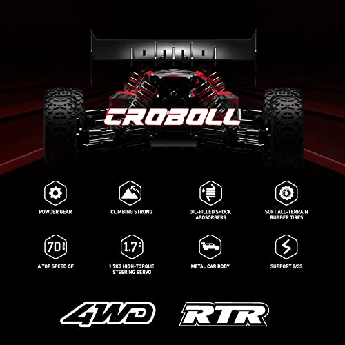 CROBOLL 1:14 Fast RC Cars for Adults 70+KMH Hobby RC Truck, 4WD Remote Control Car Off-Road Racing Buggy, Electric Vehicle Toy for Adults Kids with Oil-Filled Shock Absorbers from CROBOLL
