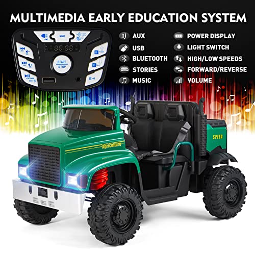 JOYLDIAS 2 Seater Ride On Car, 24V Battery-Powered Dump Truck, Ride On Toy with Dump Bed, Dual Motors, 4 Large Wheels, 2.4G Remote Control, 3 Speeds, Bluetooth, Green from JOYLDIAS