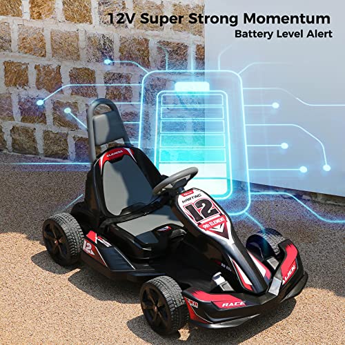 ELEMARA Electric Go Kart for Kids, 12V 2WD Battery Powered Ride On Cars with Parent Remote Control for Boys Girls,Vehicle Toy Gift with Adjustable Seat,Safety Belt,USB Port for Age 3-8,Carbon Black from ELEMARA