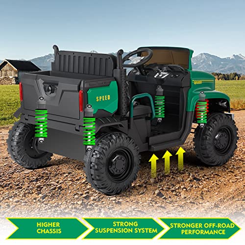 JOYLDIAS 2 Seater Ride On Car, 24V Battery-Powered Dump Truck, Ride On Toy with Dump Bed, Dual Motors, 4 Large Wheels, 2.4G Remote Control, 3 Speeds, Bluetooth, Green from JOYLDIAS