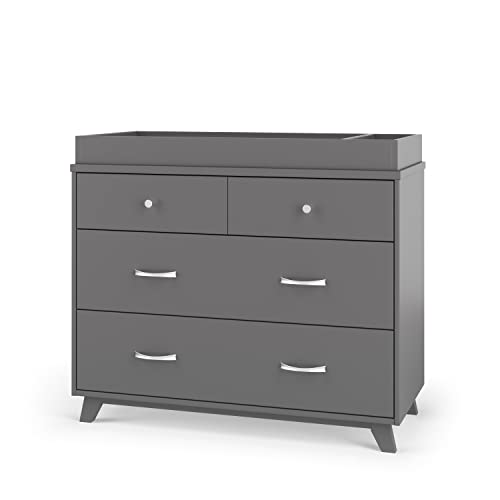 Child Craft SOHO 3 Drawer Mid-Century Modern Dresser with Changing Topper, Anti-Tip Kit, Extra-Large Storage for Baby Nursery, Kidâs Room (Cool Gray) from Child Craft