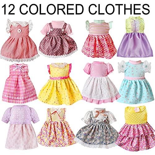 22 Pcs Girl Doll Clothes and Accessories For Alive Baby Doll Baby Bitty American Doll Girl Fits 13 14 15 16 Inch Girl Dolls - Include 12 Dress 5 Underwear 5 Doll Unicorn Hairpin for Girls Xmas Gift by lausomile