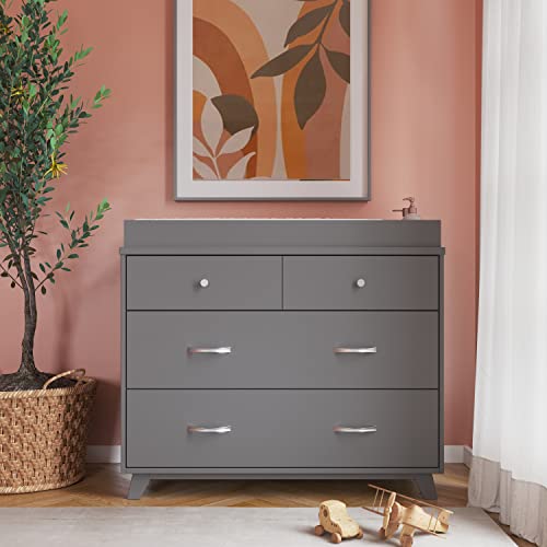 Child Craft SOHO 3 Drawer Mid-Century Modern Dresser with Changing Topper, Anti-Tip Kit, Extra-Large Storage for Baby Nursery, Kidâs Room (Cool Gray) from Child Craft