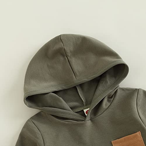 Baby Boys Clothes 3 6 9 12 18 24M 3T Pants Set Hooded Patchwork Hoodie Striped Sweatpants Fall Winter Outfit (Army Green, 0-6 Months) from MA&BABY