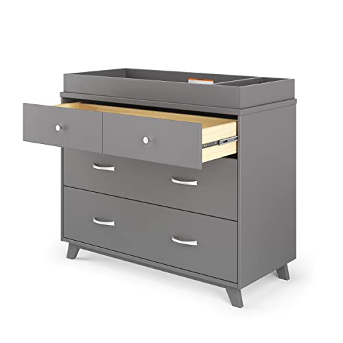 Child Craft SOHO 3 Drawer Mid-Century Modern Dresser with Changing Topper, Anti-Tip Kit, Extra-Large Storage for Baby Nursery, Kidâs Room (Cool Gray) from Child Craft