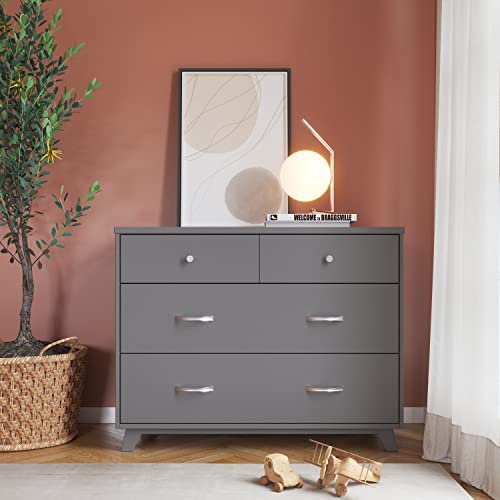 Child Craft SOHO 3 Drawer Mid-Century Modern Dresser with Changing Topper, Anti-Tip Kit, Extra-Large Storage for Baby Nursery, Kidâs Room (Cool Gray) from Child Craft