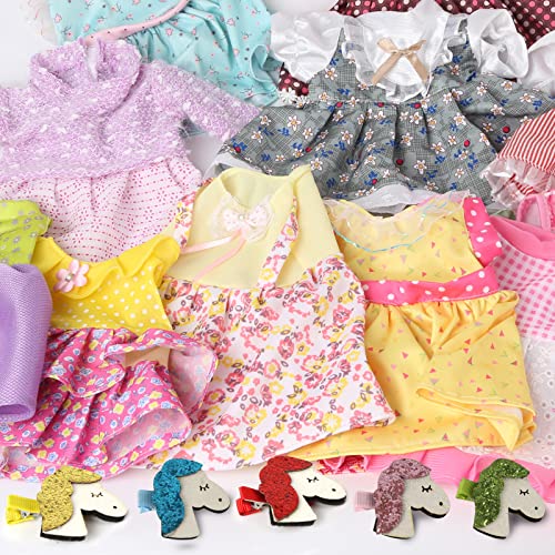 22 Pcs Girl Doll Clothes and Accessories For Alive Baby Doll Baby Bitty American Doll Girl Fits 13 14 15 16 Inch Girl Dolls - Include 12 Dress 5 Underwear 5 Doll Unicorn Hairpin for Girls Xmas Gift by lausomile