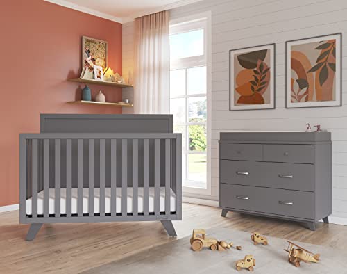 Child Craft SOHO 3 Drawer Mid-Century Modern Dresser with Changing Topper, Anti-Tip Kit, Extra-Large Storage for Baby Nursery, Kidâs Room (Cool Gray) from Child Craft