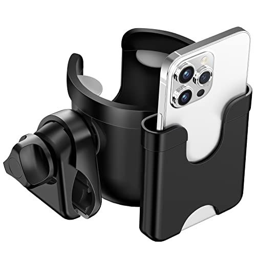 Guiseapue Stroller Cup Holder with Phone Holder, Universal Bottle Holder for Wheelchair, Walker, Bike, Scooter, Stroller Accessories for Uppababy, Nuna, Bugaboo, Doona, Gifts for Women, Mom, Men from Guiseapue