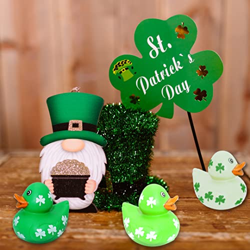 4E's Novelty 24 Pack St Patricks Day Rubber Ducks - 2 inch Green Shamrock Rubber Duckies Bulk - St. Patrick's Day Gifts for Kids Party Favors Accessories by 4E's Novelty