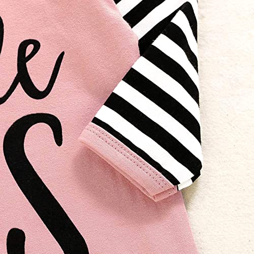 AMAWMW Newborn Baby Girl Little Sister Sleeper Gown Stripe Long Sleeve Nightgown Outfit (Pink, 0-6 Months) by AMAWMW