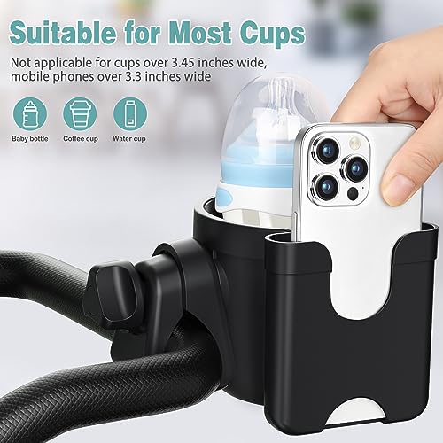 Guiseapue Stroller Cup Holder with Phone Holder, Universal Bottle Holder for Wheelchair, Walker, Bike, Scooter, Stroller Accessories for Uppababy, Nuna, Bugaboo, Doona, Gifts for Women, Mom, Men from Guiseapue