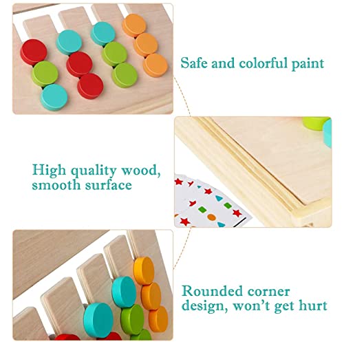 Montessori Learning Toys Slide Puzzle Color & Shape Matching Brain TeasersÂ Logic Game Preschool Educational Wooden Toys for Kids Child Boys Girls Age 3 4 5 6 7 Years Old Travel Toys Birthday Gift from Augtoy