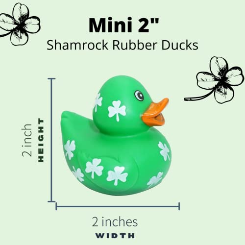 4E's Novelty 24 Pack St Patricks Day Rubber Ducks - 2 inch Green Shamrock Rubber Duckies Bulk - St. Patrick's Day Gifts for Kids Party Favors Accessories by 4E's Novelty