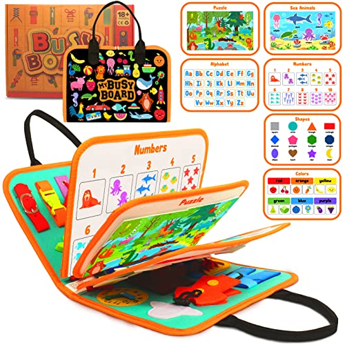 Busy Board for Toddlers Montessori Toy, Multiple Page Quiet Book Autism Sensory Toy Activity Board for Preschool Educational Toys for 1 2 3 4 Years Old, Baby Travel Toy Gifts for Boys and Girls from SMALL FISH